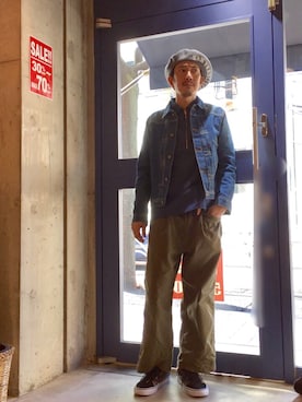 「ベンデイビス」｜「アイテム（ハンチング/ベレー帽）」を使った、BENCH AT THE GREENEさん（メンズ・173cm）の冬コーディネート