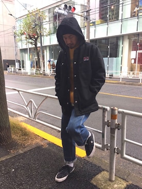 「BEN DAVIS（ベンデイビス）のアイテム（帽子）」を使った、BENCH AT THE GREENEさん（メンズ・173cm）の秋コーディネート