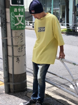 「BEN DAVIS（ベンデイビス）のアイテム（帽子）」を使った、BENCH AT THE GREENEさん（メンズ・173cm）の秋コーディネート
