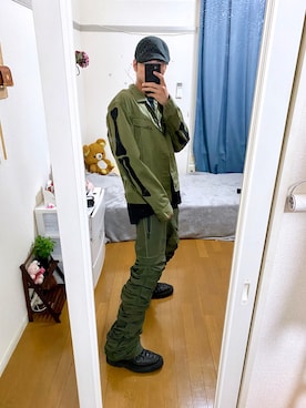 「アイテム（デニムジャケット、グリーン系）」を使った、admaiora1006さん（メンズ・180cm）の夏コーディネート