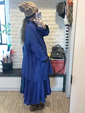 「blue」｜「アイテム（ニットキャップ/ビーニー）」を使った、mikaさん（レディース・169cm）の秋コーディネート