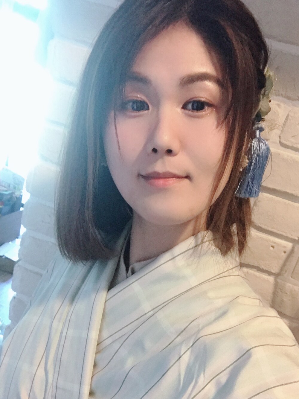 「着物、着物コーデ、着物女子、着物アンティーク、着物ヘア」｜「綺花娜のアイテム（その他ヘアアクセサリー、ブルー系）」を使った、mikaさん（レディース・169cm）の冬コーディネートの1枚目の写真