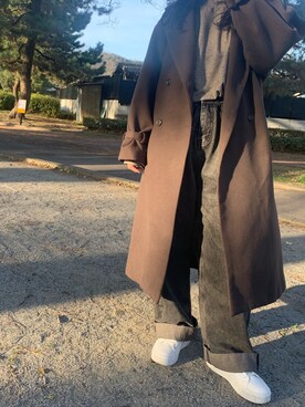 「apres jour（アプレジュール）のアイテム（チェスターコート）」を使った、まゆさん（レディース・161cm）の冬コーディネート
