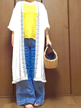 「grove（グローブ）のアイテム（かごバッグ）」を使った、ささこさん（レディース・162cm）の夏コーディネート