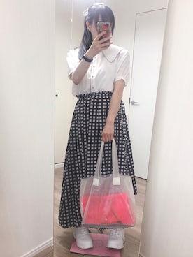 「MERCURYDUO（マーキュリーデュオ）のアイテム（パンツ）」を使った、ぼん子さん（レディース・157cm）の夏コーディネート
