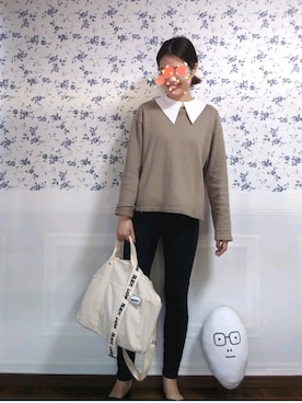 「ZARA（ザラ）のアイテム（トップス、ベージュ系）」を使った、いなちゃん🌷さん（レディース・169cm）の秋コーディネート