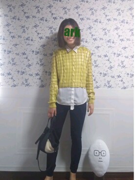「ZARA（ザラ）のアイテム（トップス、イエロー系）」を使った、いなちゃん🌷さん（レディース・169cm）の秋コーディネート
