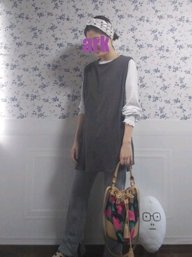 「Ungrid（アングリッド）のアイテム（トップス、グレー系）」を使った、いなちゃん🌷さん（レディース・169cm）の秋コーディネート