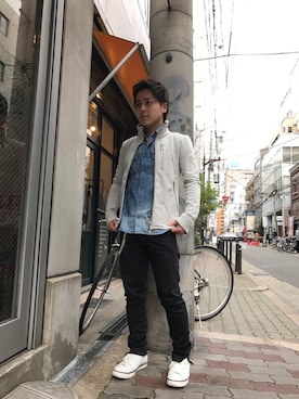 「AKM（エイケイエム）のアイテム（ブルゾン）」を使った、山Dさん（メンズ・160cm）の冬コーディネート