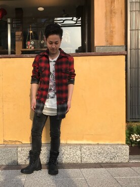 「KMRii（ケムリ）のアイテム（スニーカー）」を使った、山Dさん（メンズ・160cm）の春コーディネート