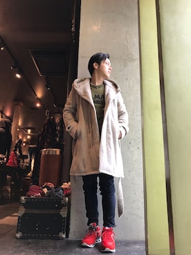 「AKM（エイケイエム）のアイテム（ジャケット/アウター）」を使った、山Dさん（メンズ・160cm）の秋コーディネート