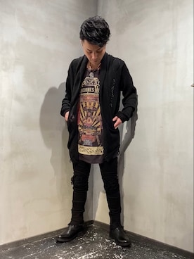 「KMRii（ケムリ）のアイテム（カーディガン/ボレロ）」を使った、山Dさん（メンズ・160cm）の冬コーディネート