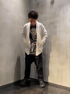 「KMRii（ケムリ）のアイテム（カーディガン/ボレロ）」を使った、山Dさん（メンズ・160cm）の冬コーディネート