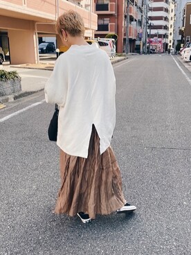 「ジーナシス」｜「アイテム（スウェット）」を使った、2yuka2さん（レディース・162cm）の春コーディネート