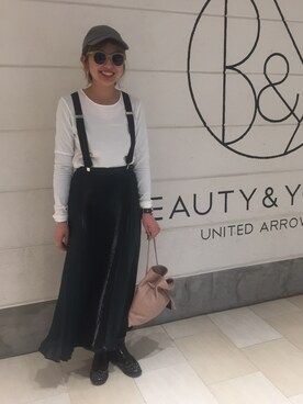 「A.D.S.R.（エーディーエスアール）の【A.D.S.R.】MILLIE（サングラス、ベージュ系）」を使った、HitomiYamamotoさん（レディース・163cm）の冬コーディネート