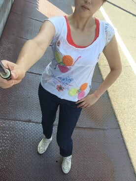 「Import & Select（インポートアンドセレクト）のアイテム（パンツ）」を使った、エマさん（レディース・171cm）の夏コーディネート