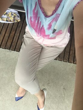 「Import & Select（インポートアンドセレクト）のアイテム（パンツ）」を使った、エマさん（レディース・171cm）の夏コーディネート