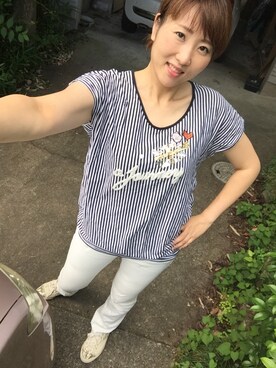 「Import & Select（インポートアンドセレクト）のアイテム（パンツ）」を使った、エマさん（レディース・171cm）の夏コーディネート
