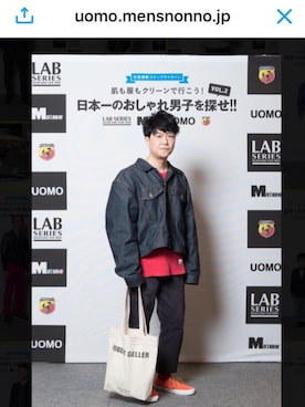 「JOHN LAWRENCE SULLIVAN（ジョンローレンスサリバン）のアイテム（デニムジャケット）」を使った、MICHIAKI ISHIDOさん（メンズ・170cm）の春コーディネート