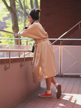 「学校」｜「アイテム（トレンチコート）」を使った、shokoさん（レディース・167cm）の春コーディネート