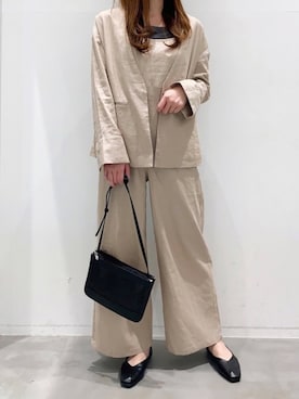 「LAKOLE（ラコレ）のアイテム（ノーカラージャケット）」を使った、yun..さん（レディース・160cm）の春コーディネート