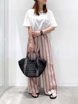 「LAKOLE（ラコレ）のアイテム（かごバッグ）」を使った、yun..さん（レディース・160cm）の夏コーディネート