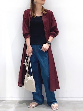「LAKOLE（ラコレ）のアイテム（シャツワンピース）」を使った、yun..さん（レディース・160cm）の夏コーディネート