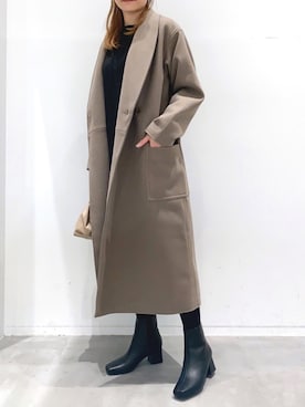 「LAKOLE（ラコレ）のアイテム（ピーコート）」を使った、yun..さん（レディース・160cm）の秋コーディネート