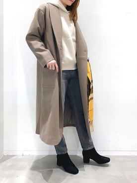 「LAKOLE（ラコレ）のアイテム（ピーコート）」を使った、yun..さん（レディース・160cm）の秋コーディネート