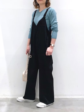 「LAKOLE（ラコレ）のアイテム（サロペット/オーバーオール）」を使った、yun..さん（レディース・160cm）の冬コーディネート