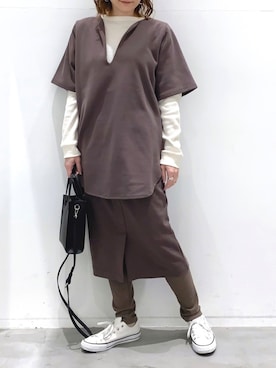 「LAKOLE（ラコレ）のアイテム（チュニック）」を使った、yun..さん（レディース・160cm）の冬コーディネート