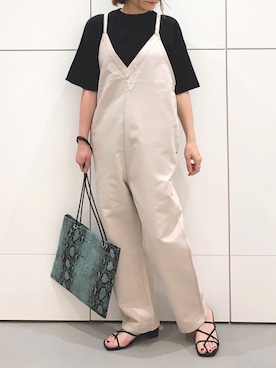 「LAKOLE（ラコレ）のアイテム（サロペット/オーバーオール）」を使った、yun..さん（レディース・160cm）の夏コーディネート