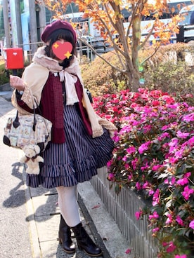 「axes femme（アクシーズファム）のアイテム（ポンチョ）」を使った、Mさん（レディース・156cm）の秋コーディネート