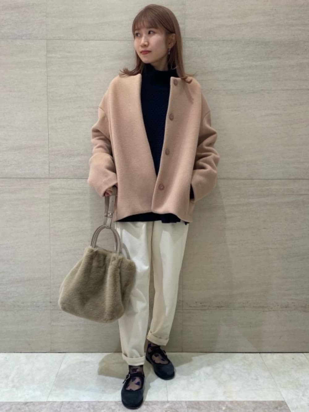 ◇CFC アッシュクウール ノーカラー ショート コートを使った