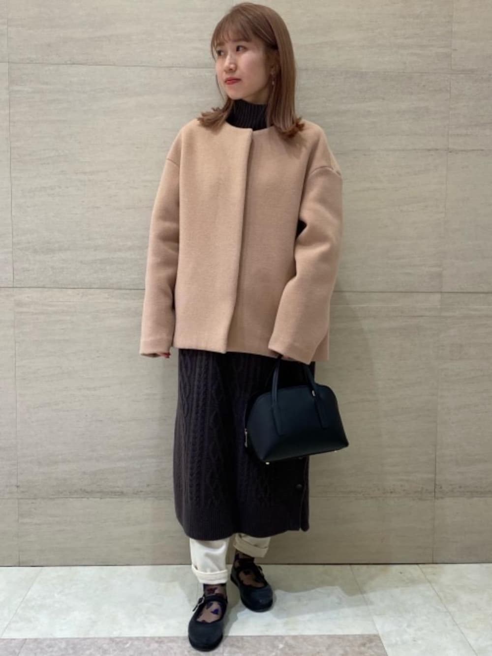 CFC アッシュクウール ノーカラー ショート コート