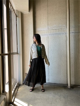 「スタイリング」｜「アイテム（ブルゾン）」を使った、suzuさん（レディース・164cm）の春コーディネート