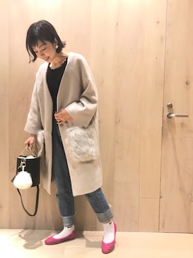 「コーディガン」｜「アイテム（ノーカラージャケット）」を使った、_a_n_c_o___さん（レディース・158cm）の秋コーディネート