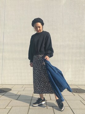 「DISCOAT（ディスコート）のアイテム（スウェット）」を使った、_a_n_c_o___さん（レディース・158cm）の秋コーディネート