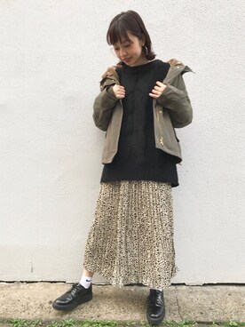 「DISCOAT（ディスコート）のアイテム（モッズコート）」を使った、_a_n_c_o___さん（レディース・158cm）の冬コーディネート