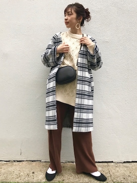 「DISCOAT（ディスコート）のアイテム（ノーカラージャケット）」を使った、_a_n_c_o___さん（レディース・158cm）の冬コーディネート