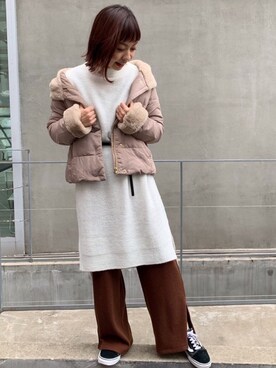 「Discoat」｜「アイテム（ダウンジャケット/コート）」を使った、_a_n_c_o___さん（レディース・158cm）の冬コーディネート