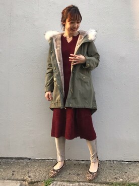「DISCOAT（ディスコート）のアイテム（モッズコート）」を使った、_a_n_c_o___さん（レディース・158cm）の冬コーディネート