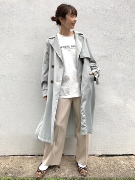 「DISCOAT（ディスコート）のアイテム（トレンチコート）」を使った、_a_n_c_o___さん（レディース・158cm）の春コーディネート