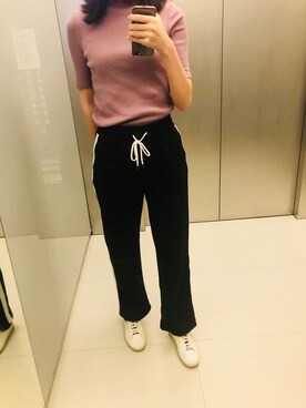 「UNIQLO（ユニクロ）のアイテム（トップス、パープル系）」を使った、夏が終わったさん（レディース・171cm）の秋コーディネート