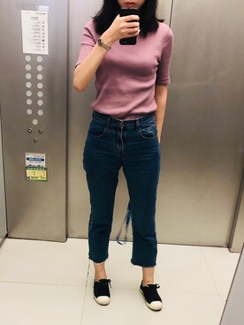 「UNIQLO（ユニクロ）のアイテム（トップス、パープル系）」を使った、夏が終わったさん（レディース・171cm）の秋コーディネート