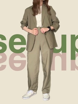 「UNIQLO（ユニクロ）のアイテム（セットアップ）」を使った、hakoさん（レディース・163cm）の春コーディネート