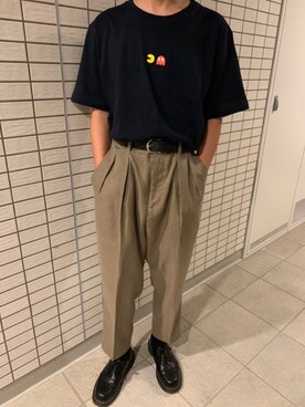 「INHERIT（インヘリット）のアイテム（スラックス）」を使った、こーんさん（メンズ・162cm）の夏コーディネート