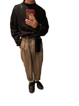 「INHERIT（インヘリット）のアイテム（スラックス）」を使った、こーんさん（メンズ・162cm）の冬コーディネート