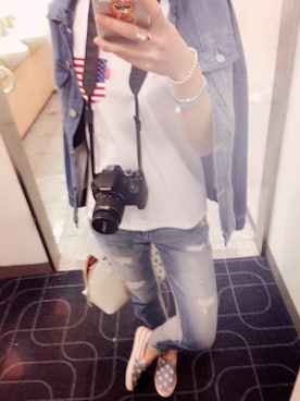 「CECIL McBEE（セシルマクビー）のアイテム（デニムジャケット）」を使った、Juuさん（レディース・167cm）の夏コーディネート