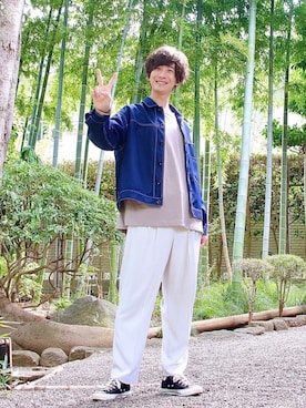 「ラブアンドピース2020」｜「アイテム（ブルゾン）」を使った、桜江しゅう さん（メンズ・180cm）の秋コーディネート